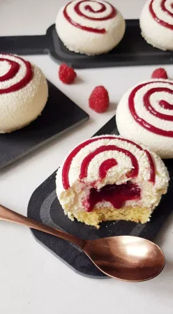 Entremet verveine et framboise