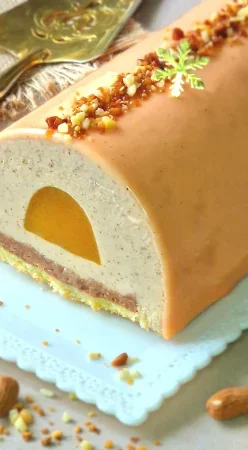 Bûche abricot, mangue et amande