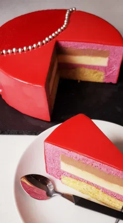 Entremet fruits rouges, choco et vanille