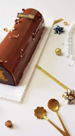 Bûche chocolat et noisettes