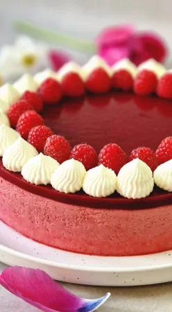 Gâteau mousse framboises