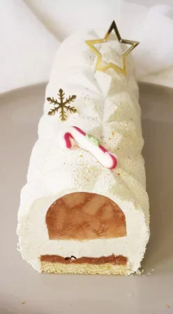 Bûche pommes, cidre et vanille