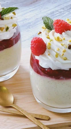 Verrines pistache et framboise
