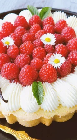 Tarte vanille et framboises